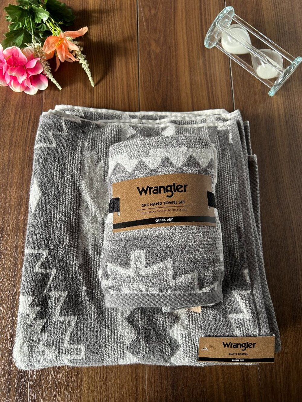 Wrangler - Bath Towel Set, Creek Grey Western Towel Set Including Bath & Hand